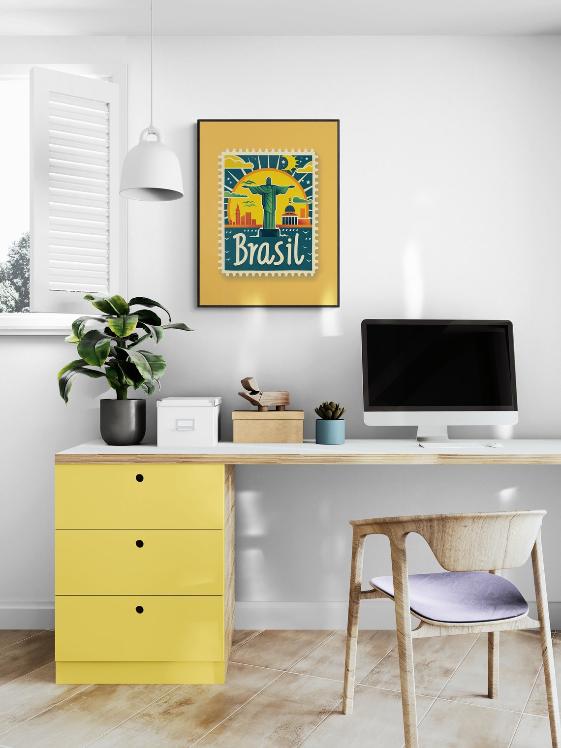 Brasil Christ the Redeemer Rio Retro Stamp Style Travel Poster - Image 3