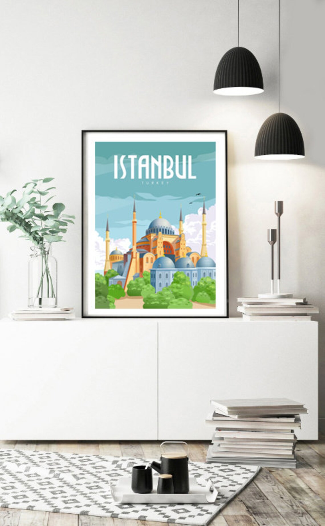 Istanbul Turkey Hagia Sophia Mosque Domes Retro Travel Poster - Image 2