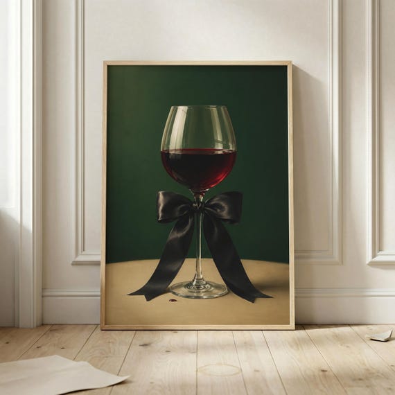 Red Wine Glass Poster Elegant Lover Wall Art Coquette Kitchen Print Moody Bar Cart And Dining Room Gallery Decor