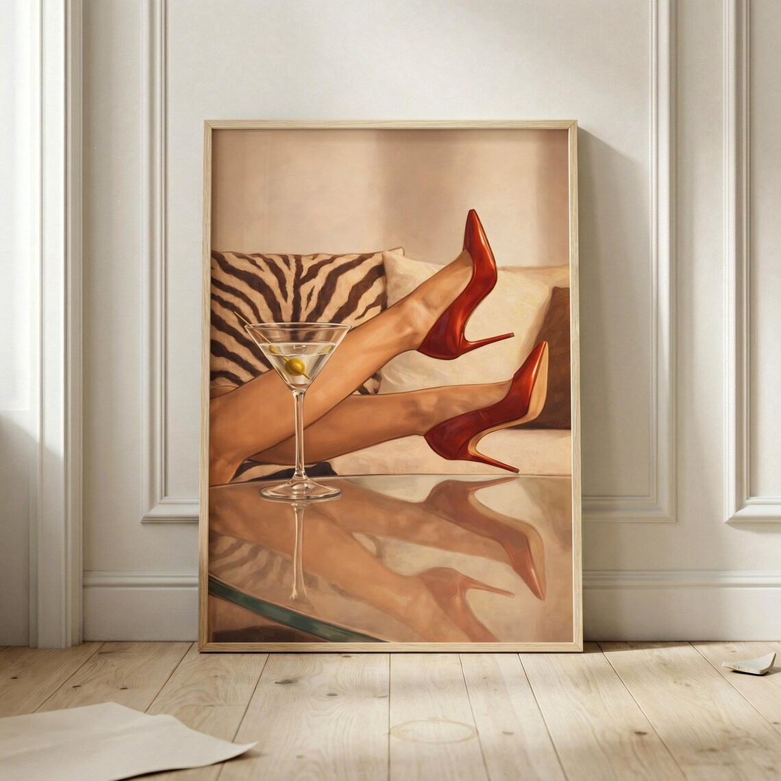 Cocktail Lounge Red Heels Martini Glass Glamorous Fashion Poster