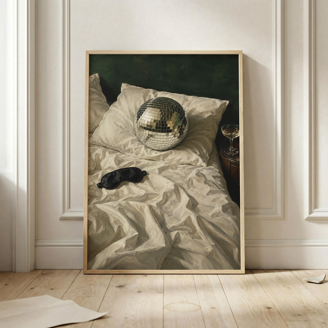 Disco Ball In Bed Poster, Moody Party Girl Decor