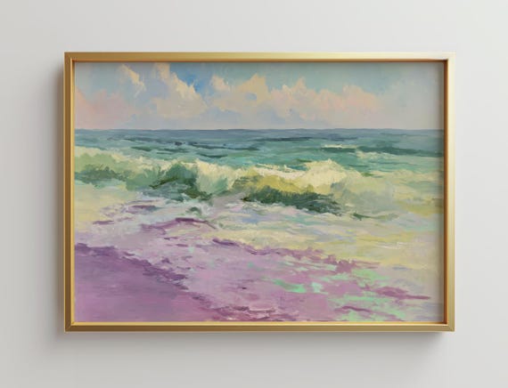 Framed Pastel Ocean Print Large Tropical Fine Art