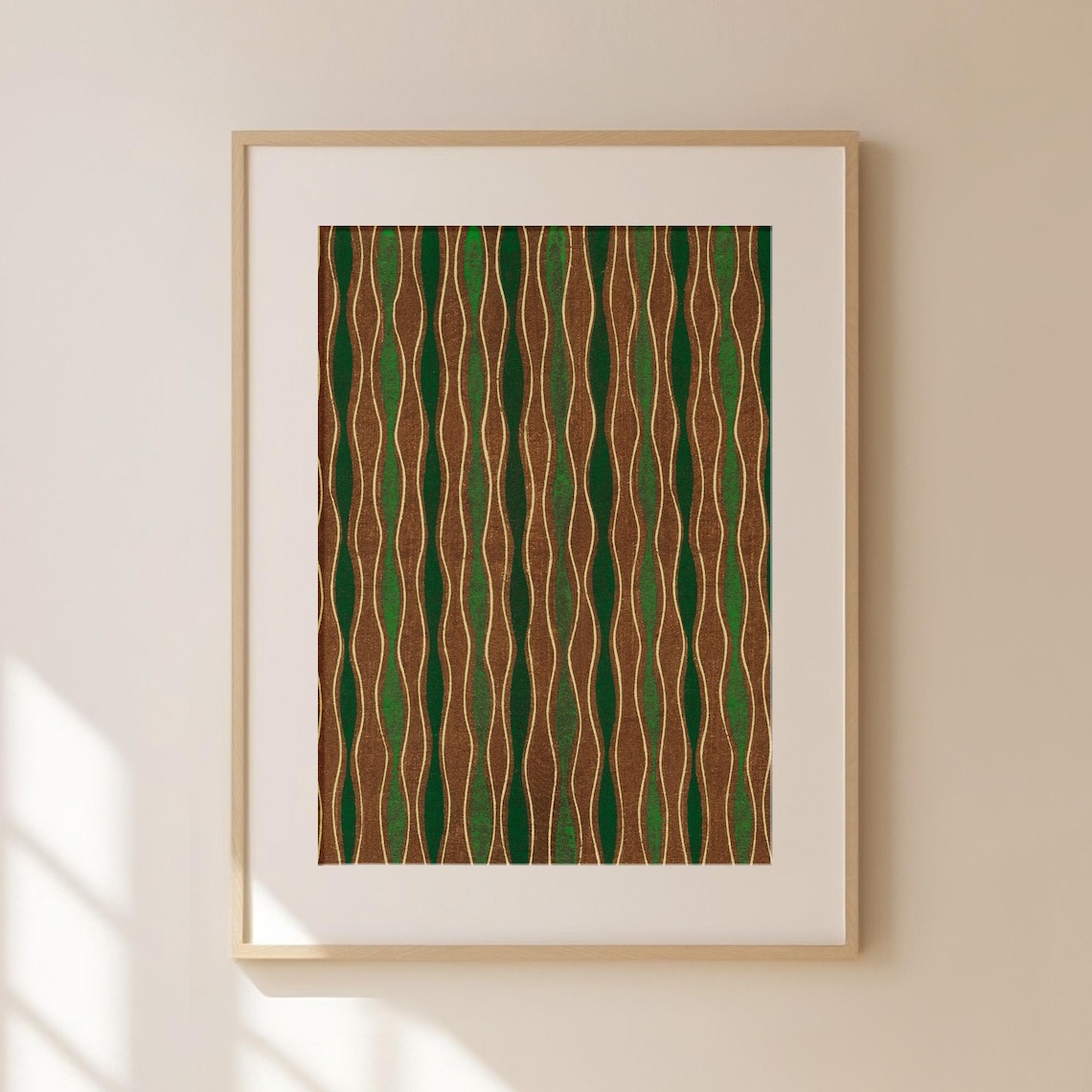 Vintage Japanese Wavy Pattern Woodblock Art Print