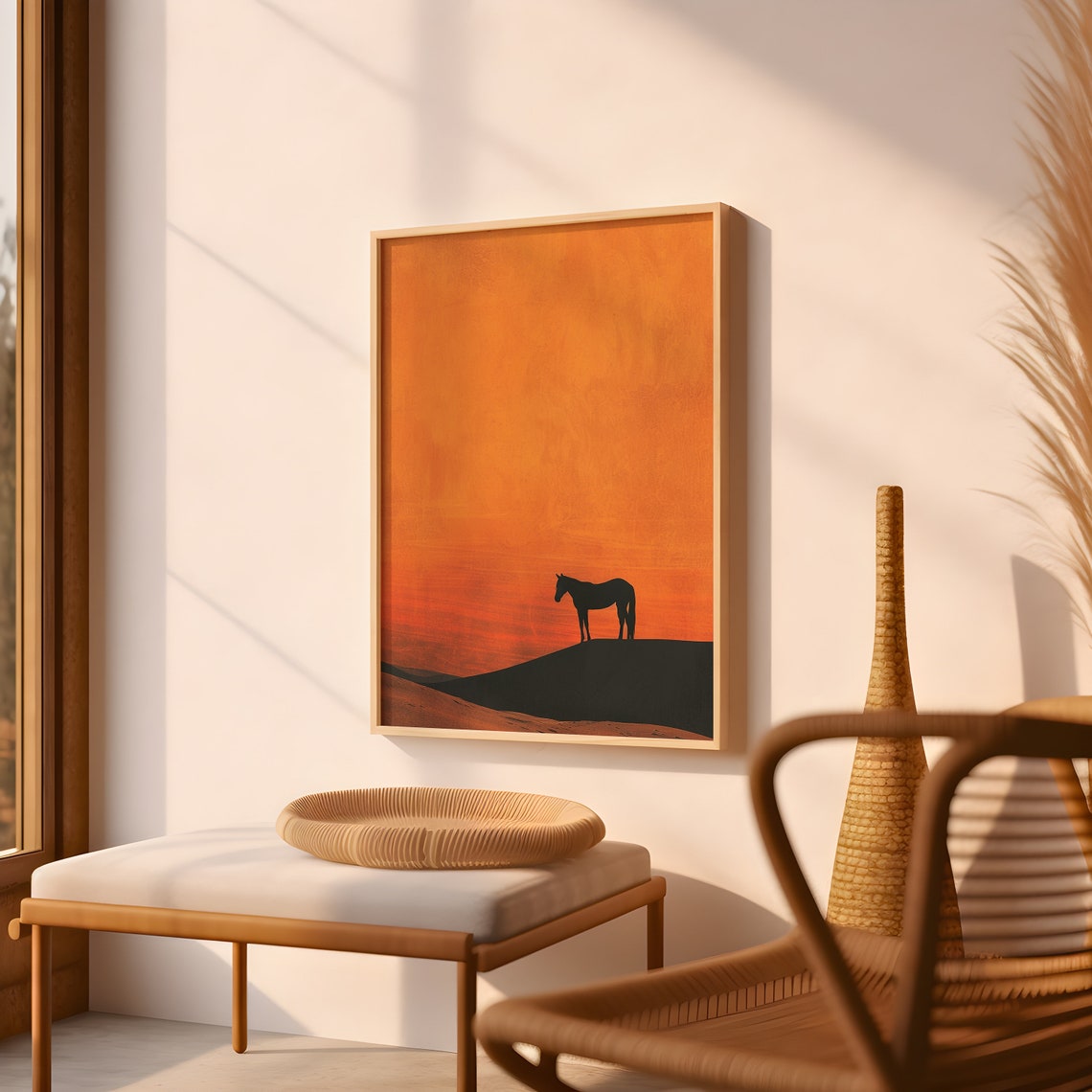 Lone Wild Horse Minimalist Western Art Print - Image 2
