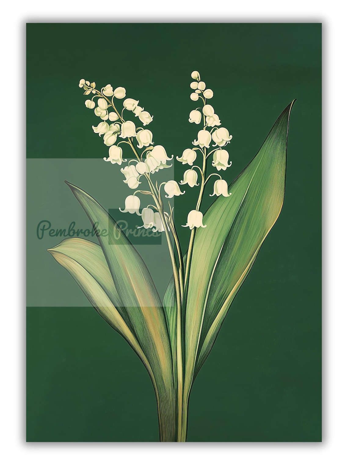 Vintage Lily Of The Valley Art Print, Rustic Farmhouse - Image 2