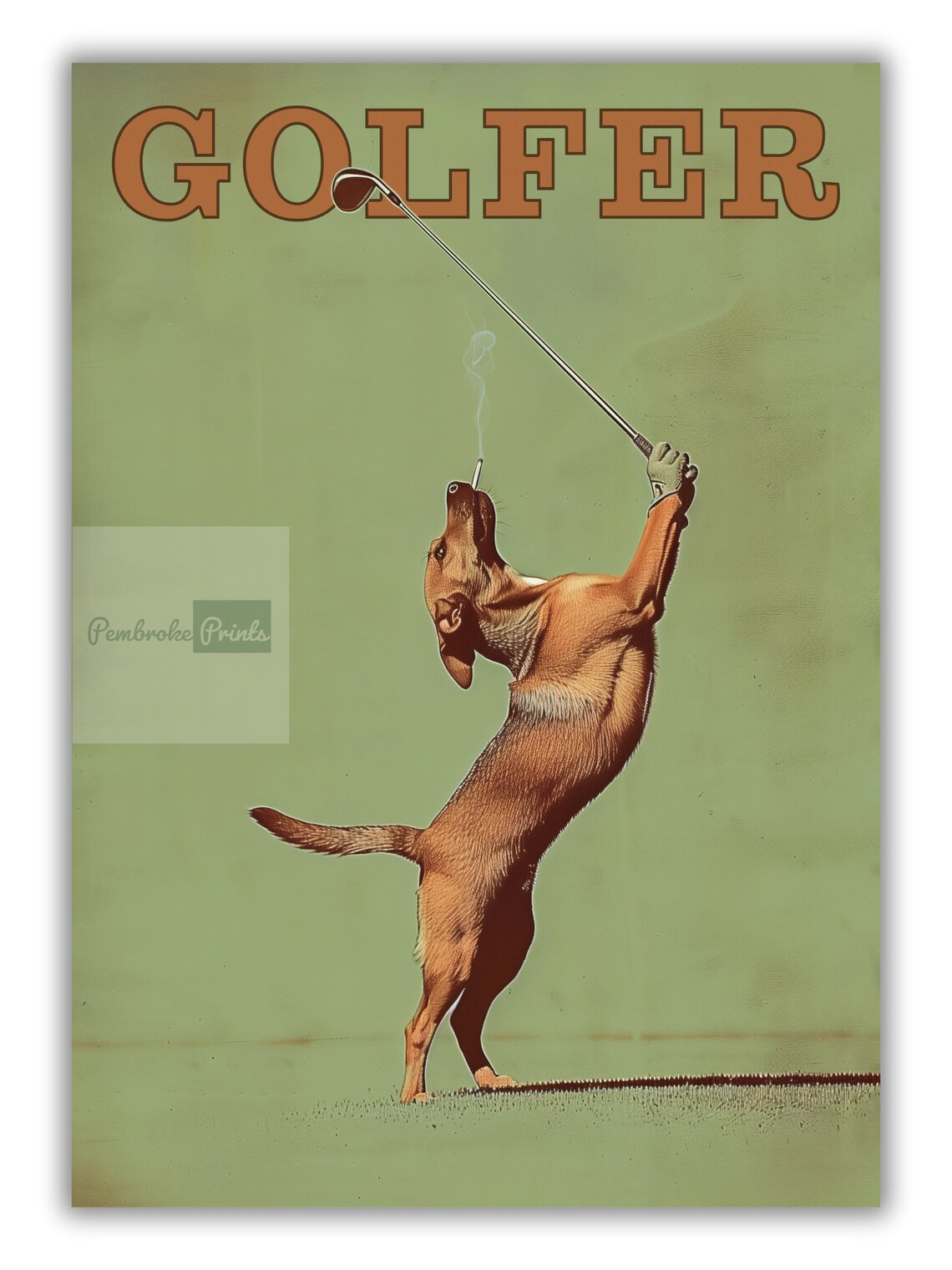 Funny Dog Golfing Vintage Poster, Man Cave Decor - Image 3