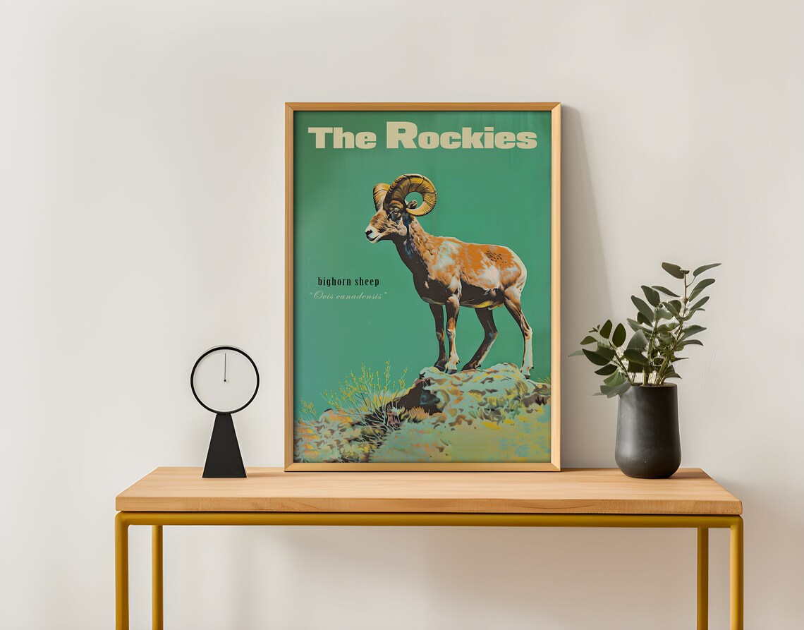 Vintage Bighorn Sheep Travel Poster, Rocky Mountains - Image 4