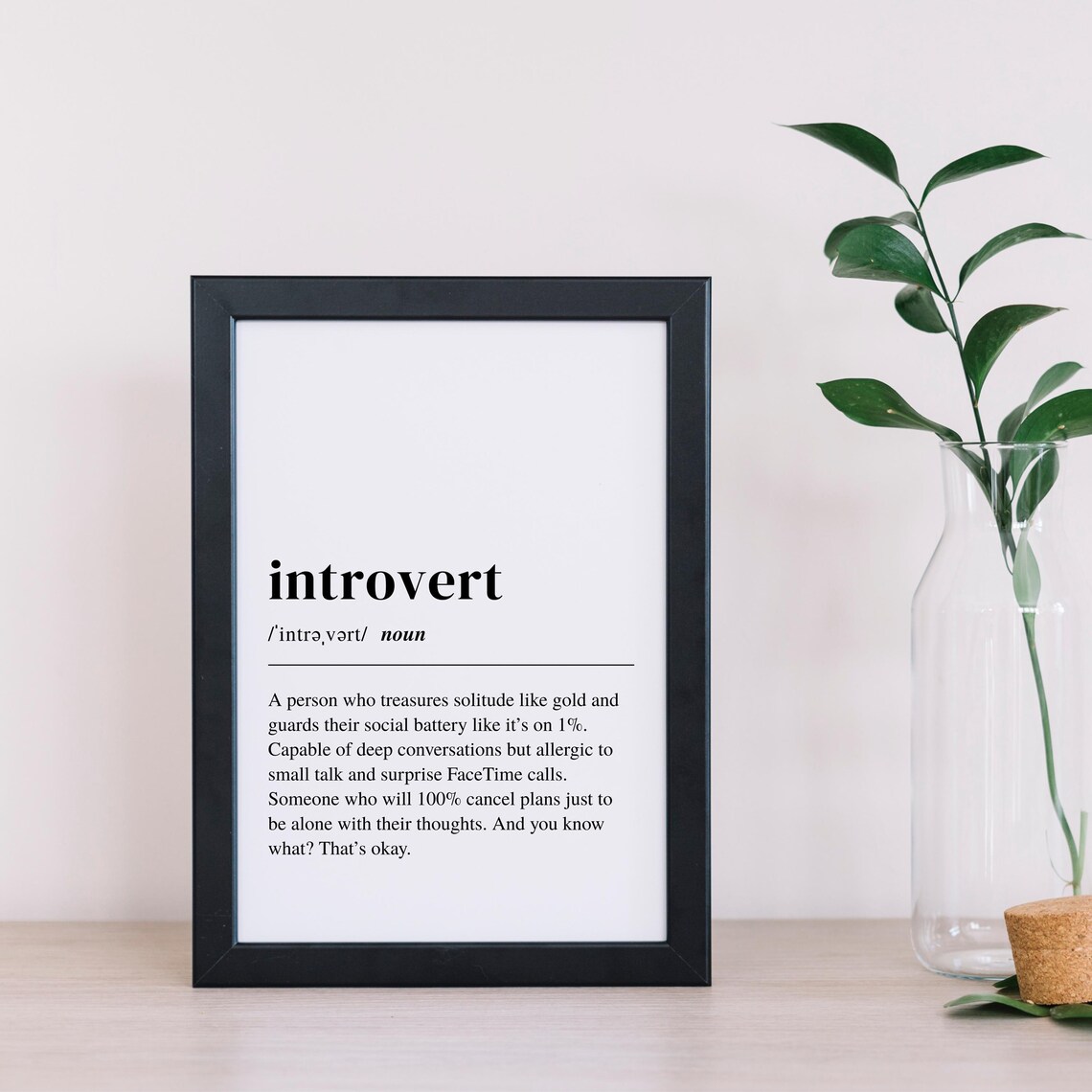 Introvert Definition Funny Minimalist Dictionary Typography Poster - Image 2