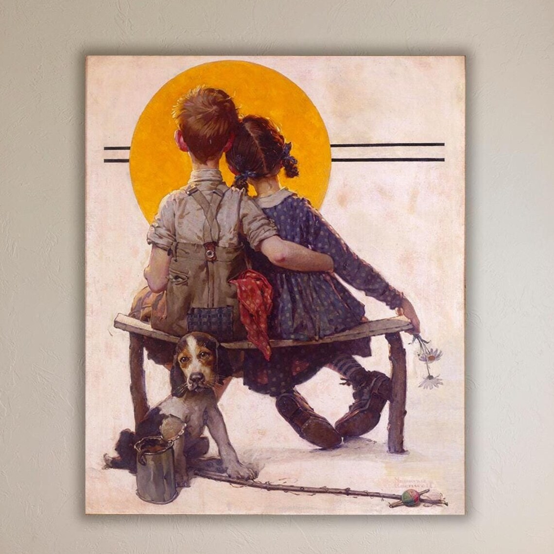 Norman Rockwell Puppy Love, Illustration Art Print