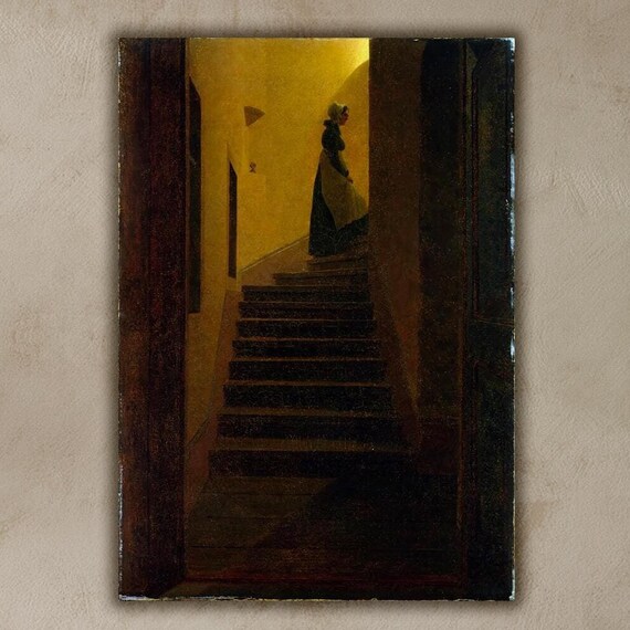 Caspar David Friedrich Canvas Print Woman On The Stairs Gothic Art