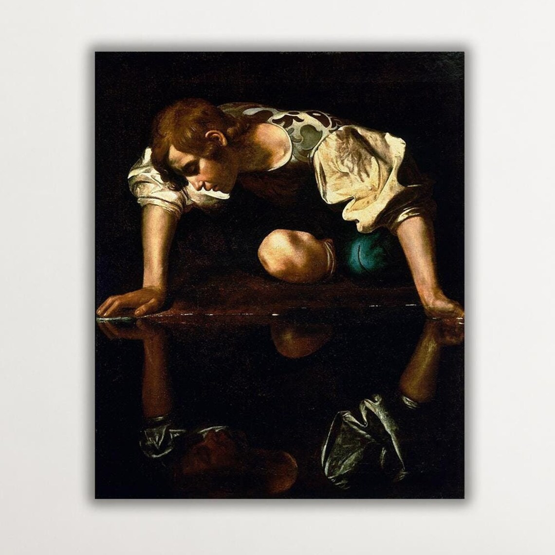 Caravaggios Narcissus Baroque Artwork, Art Print