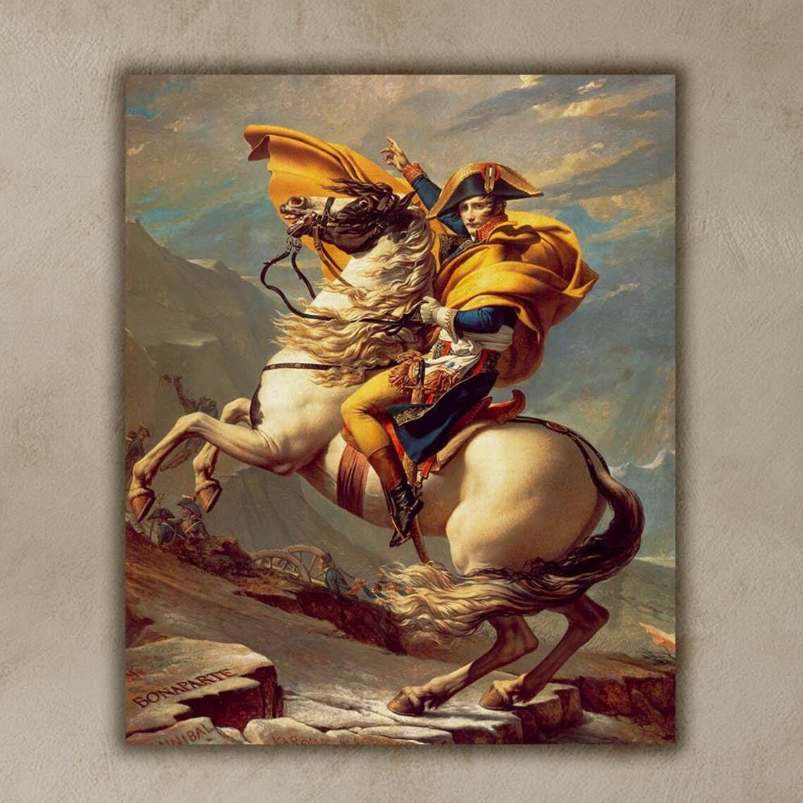 Napoleon Bonaparte Crossing The Alps White Horse Historic Battle Art Poster