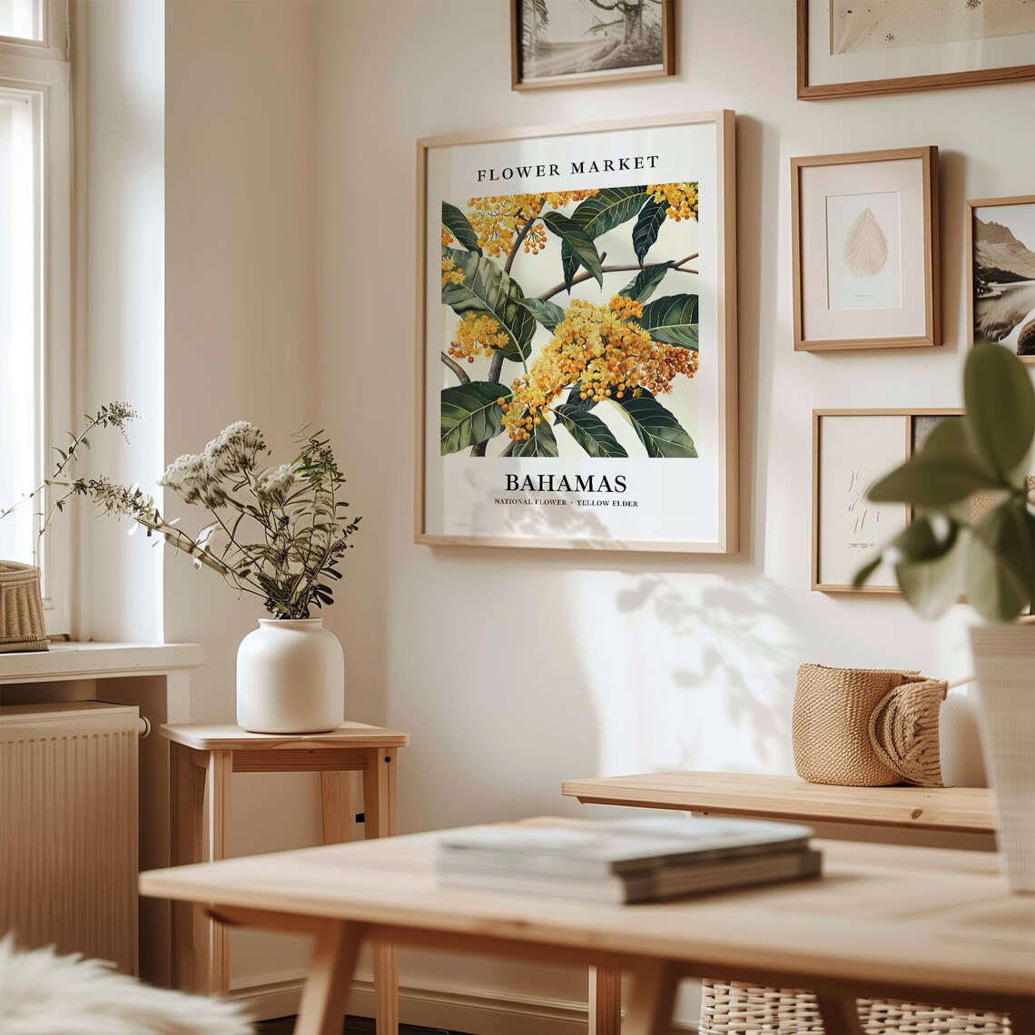 Bahamas Yellow Elder Flower Market National Flower Art Poster - Image 2