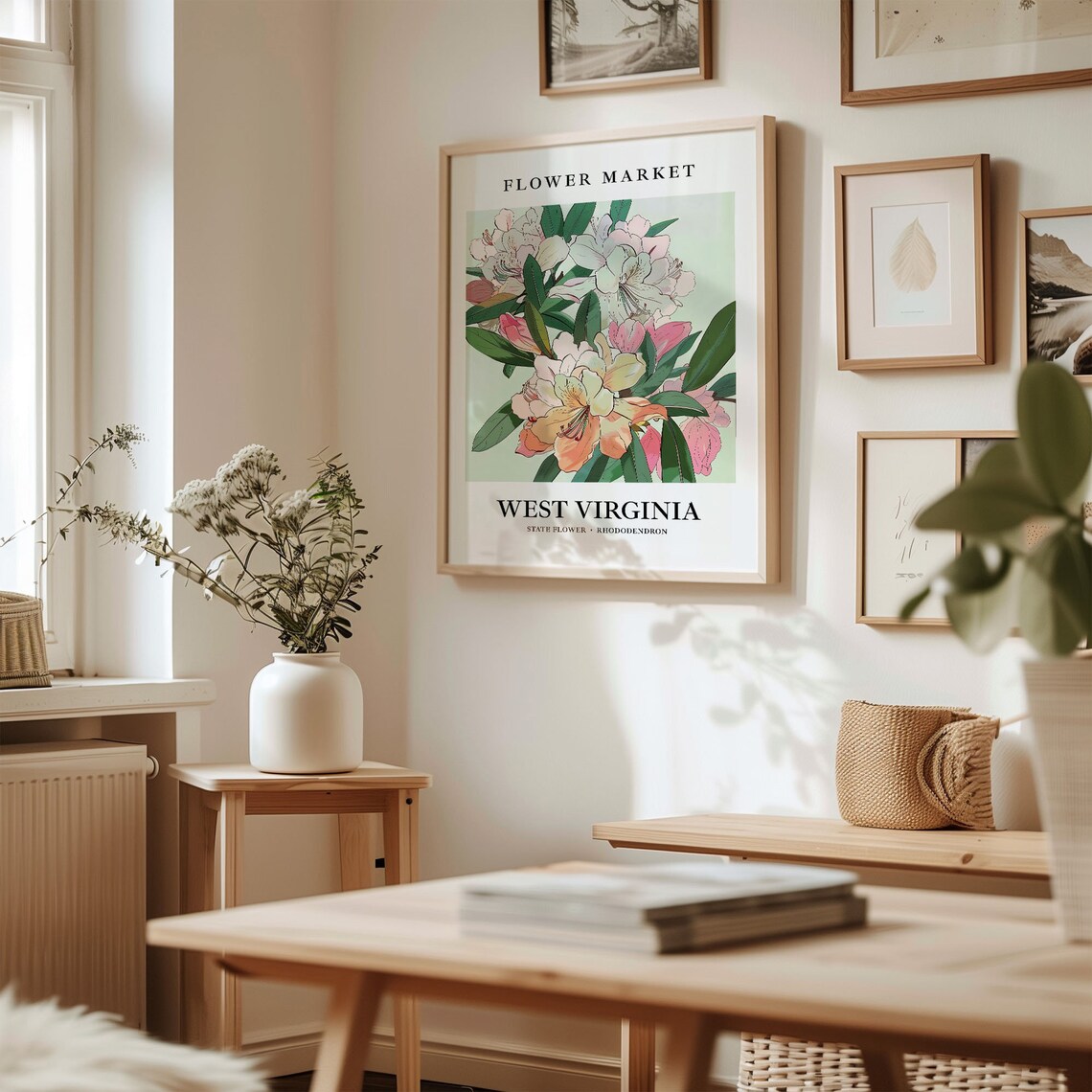 West Virginia Rhododendron Botanical Art Print - Image 2