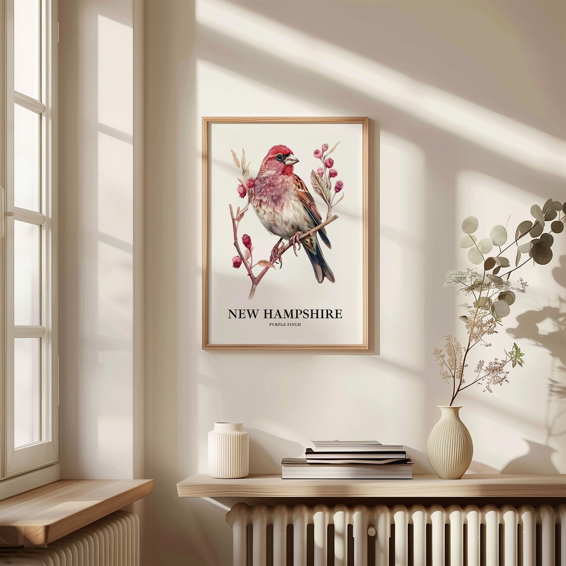 New Hampshire Purple Finch Watercolor Bird Illustration Poster - Image 3