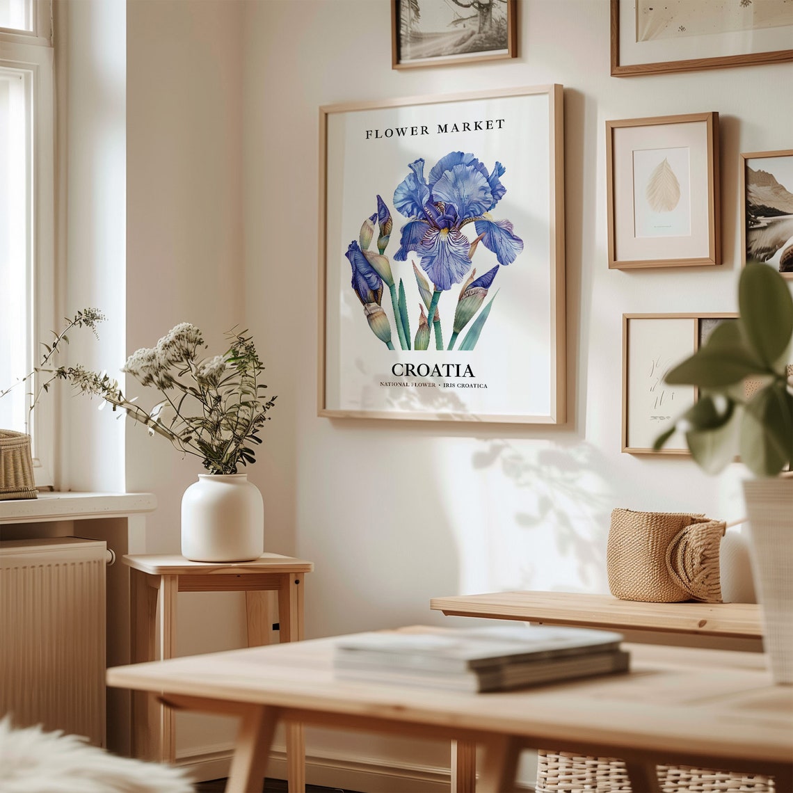 Croatia National Flower Iris Croatica Watercolor Market Poster - Image 2