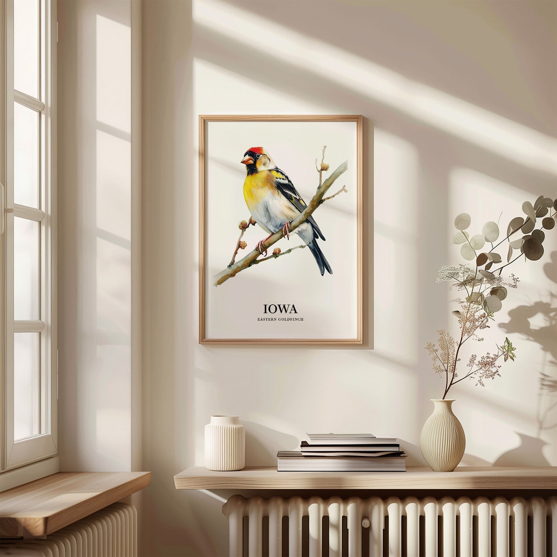 Eastern Goldfinch Iowa State Bird Watercolor Illustration Poster - Image 3