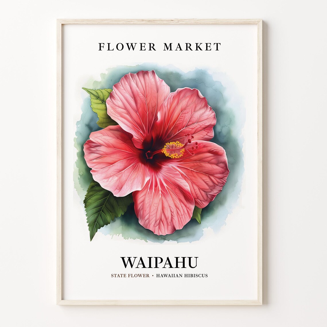 Waipahu Hawaii Hibiscus Tropical Flower Market Vintage Charm Poster