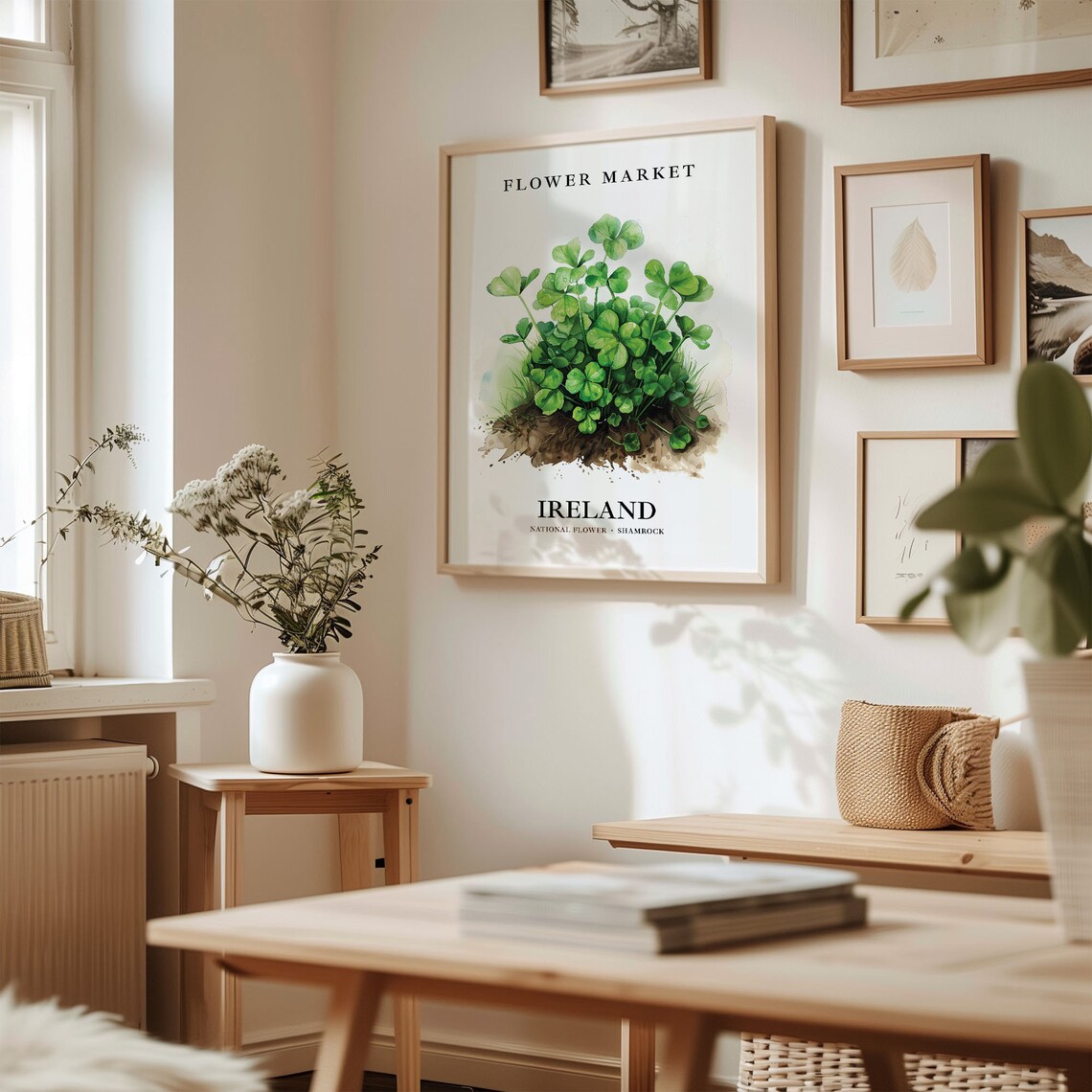 Ireland Shamrock Neutral Botanical Art Print - Image 2