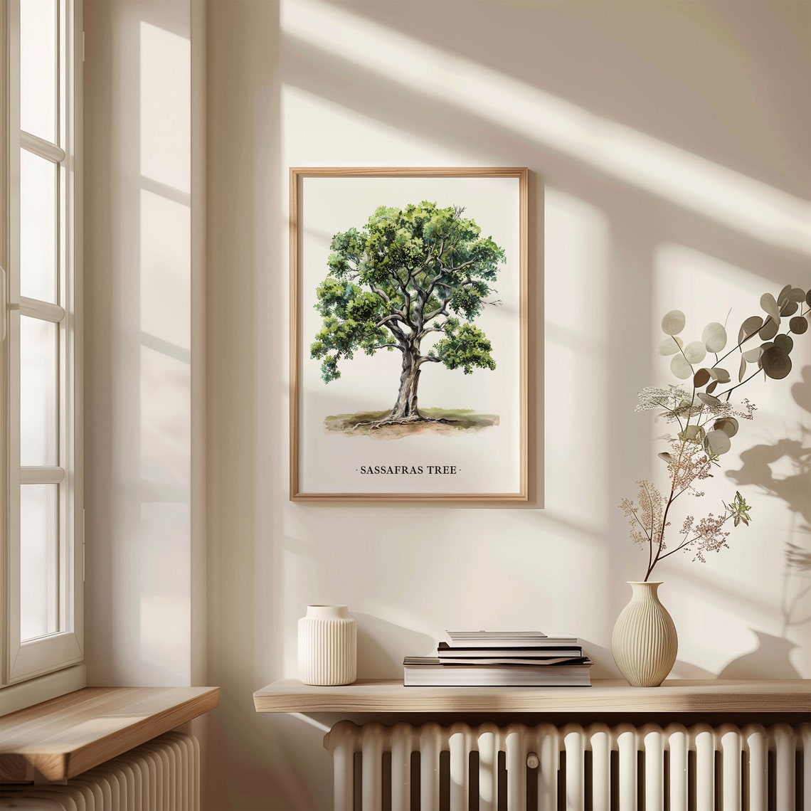 Sassafras Tree Watercolor Botanical Illustration Nature Art Poster - Image 3