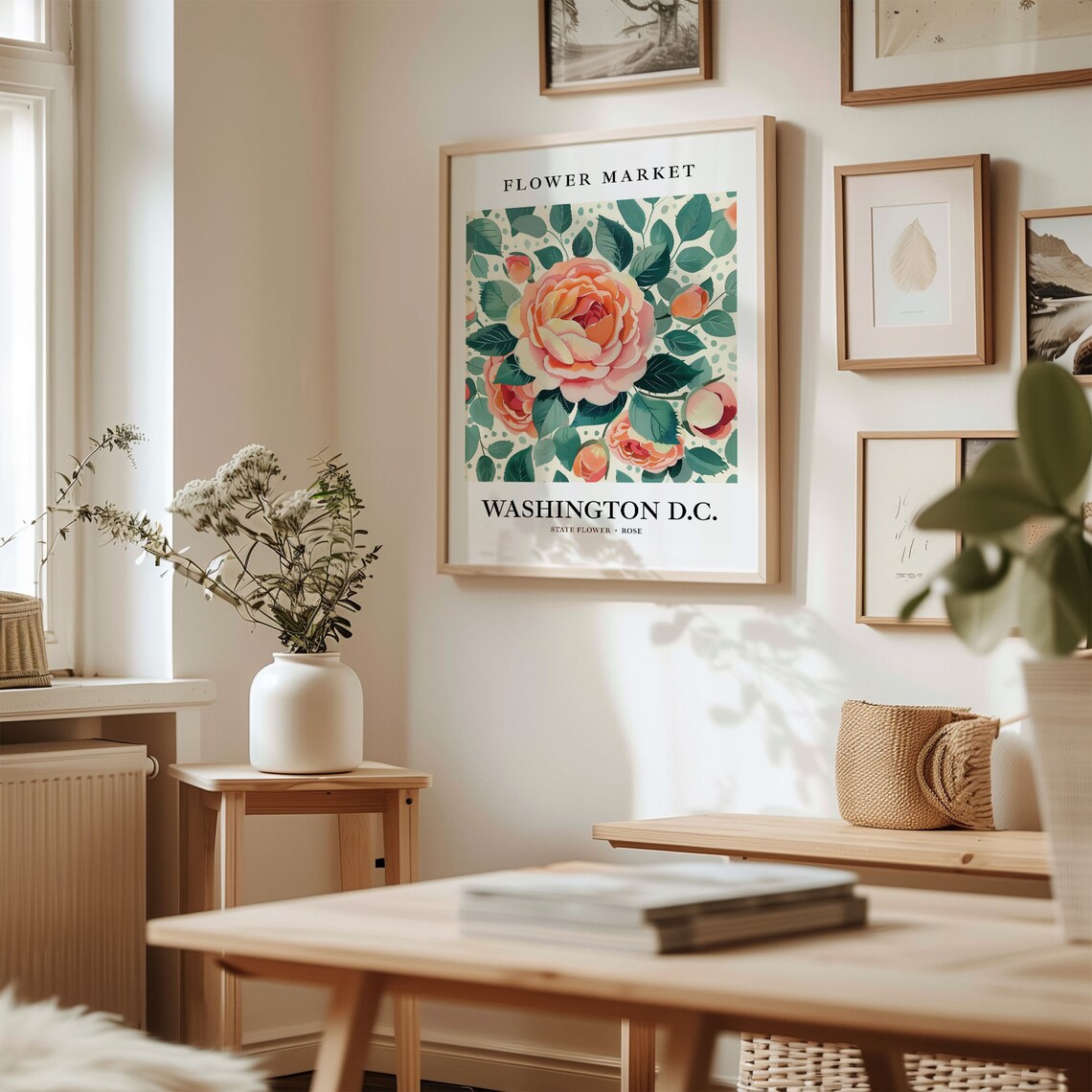 Washington DC State Flower Art Print, Neutral Botanical - Image 2