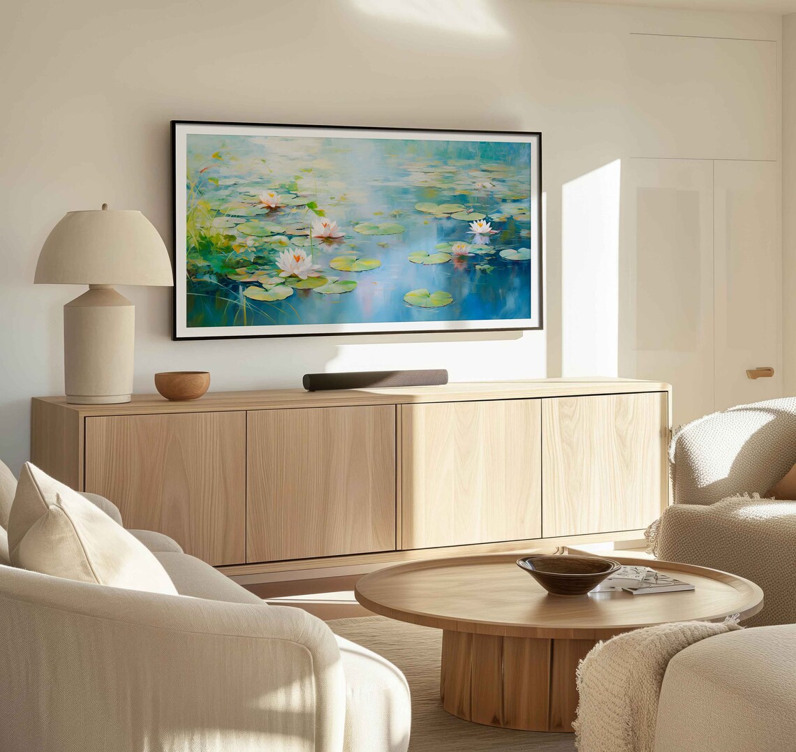 Water Lilies Summer Pond Impressionist Blooms Frame TV Art Poster
