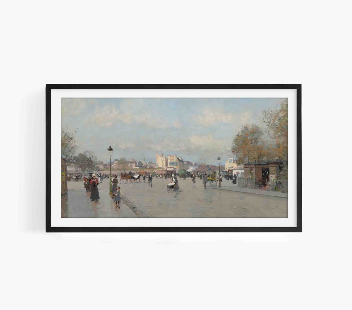 Frame Tv Art Winter Sreet Vintage Oil Painting Farmhouse Cityscape Art For Tv Christmas Decor Tvf64 - Image 2