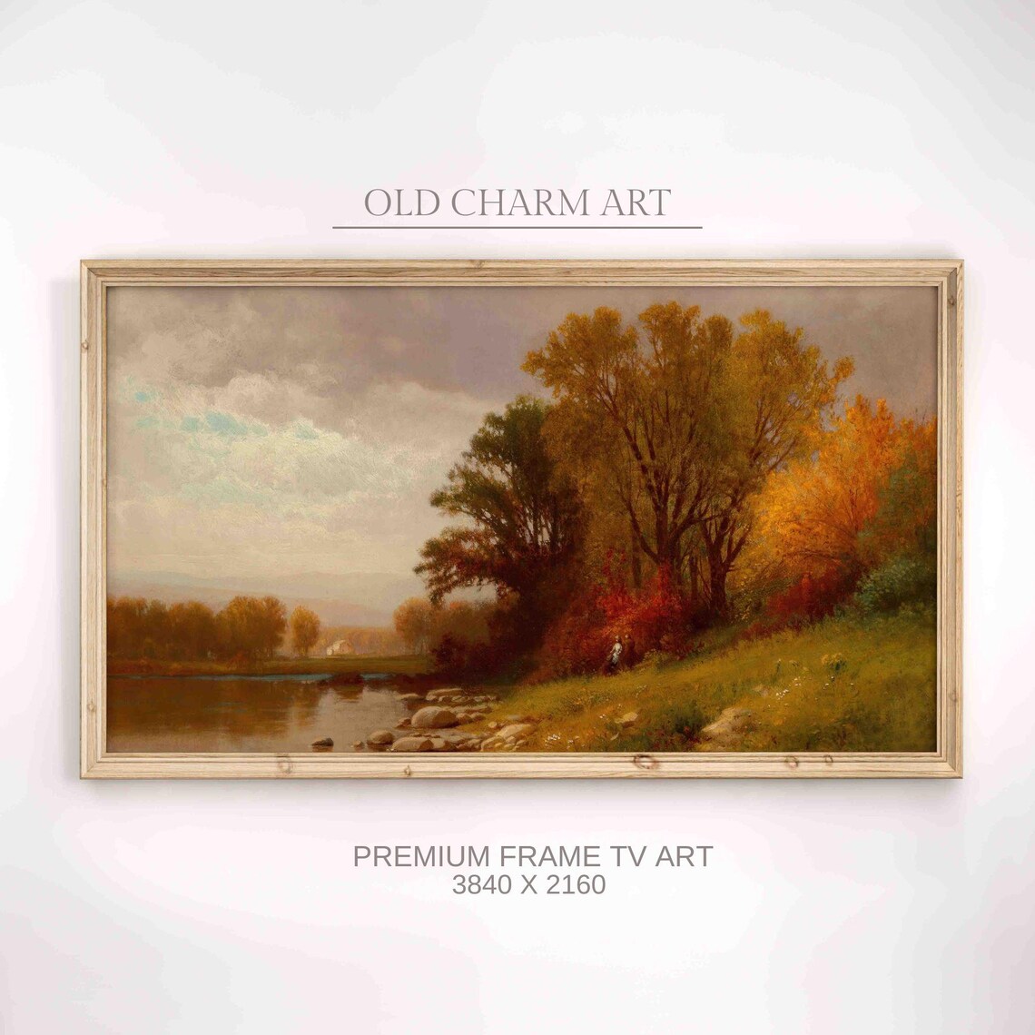 Golden Autumn Trees Calm Lake Serene Landscape Frame TV Art Poster