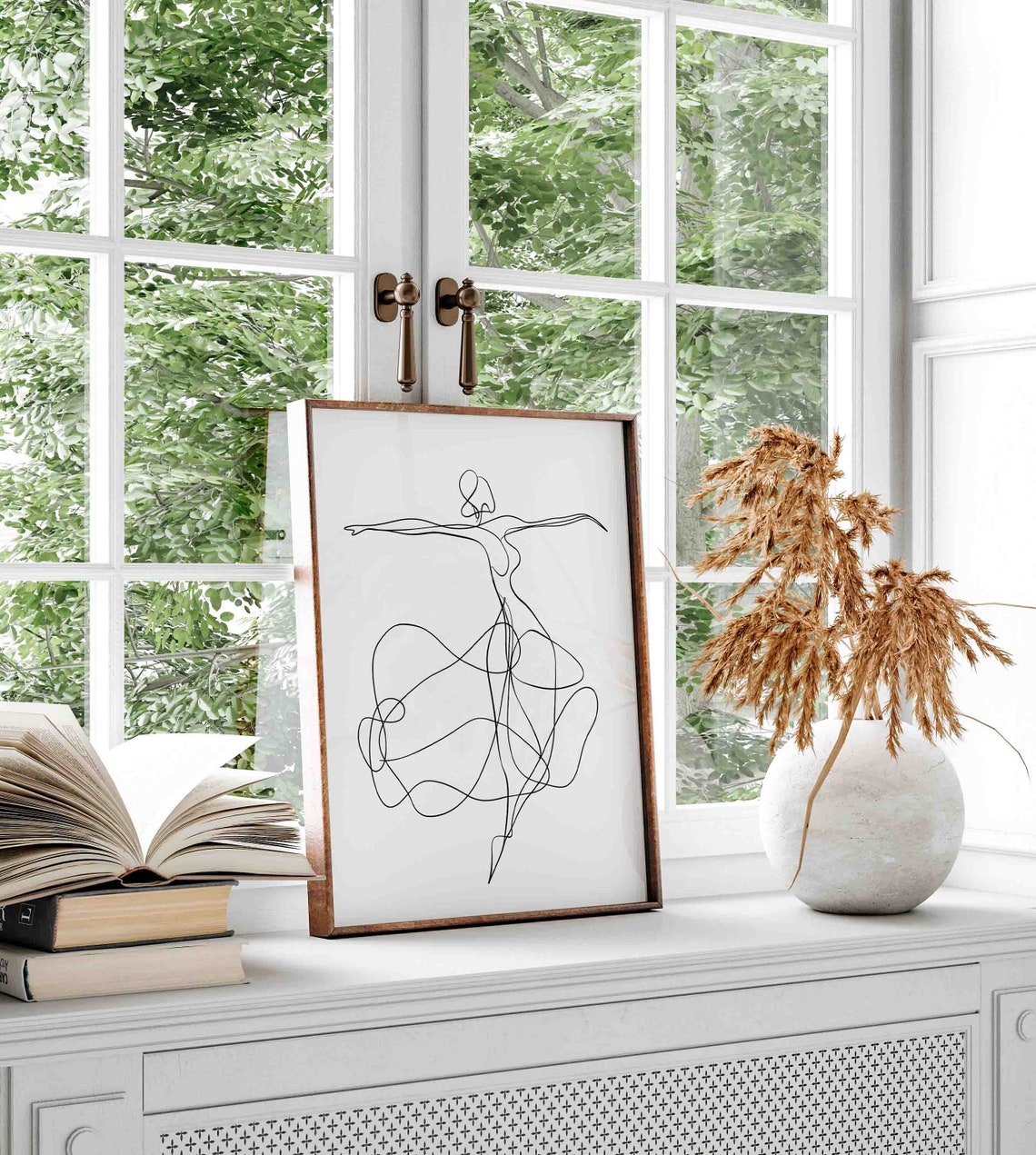 Minimalist Single Line Drawing Of Dancer Figure Black White Art Poster - Image 4