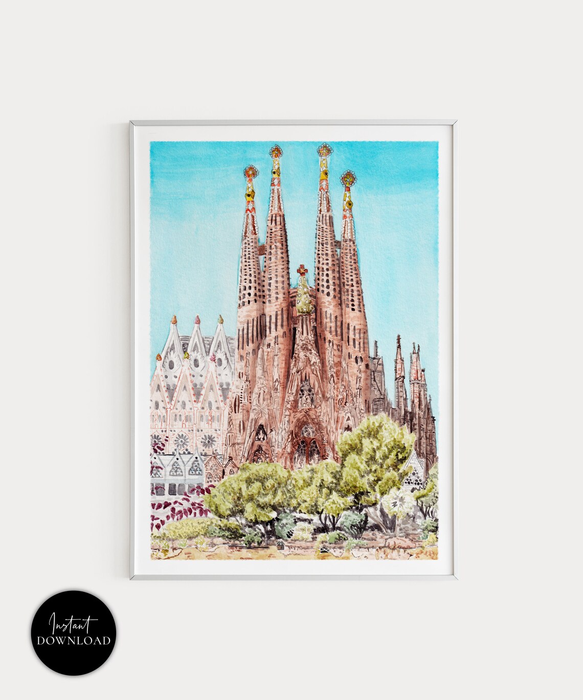 La Sagrada Familia, Barcelona Spain Travel Poster
