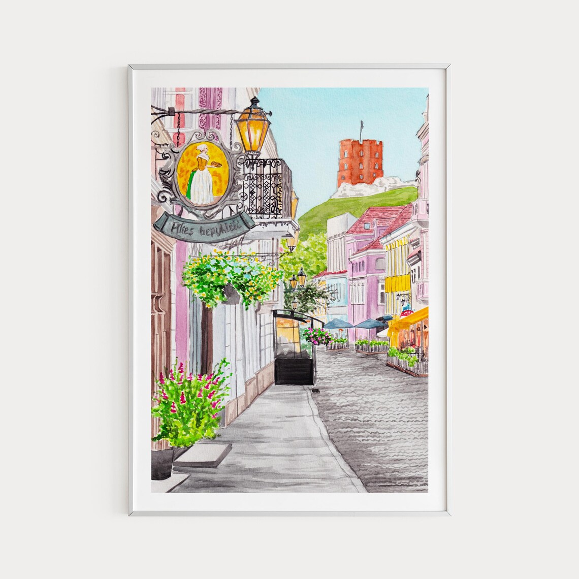 Vilnius Cityscape Art Print, Lithuania Travel Poster