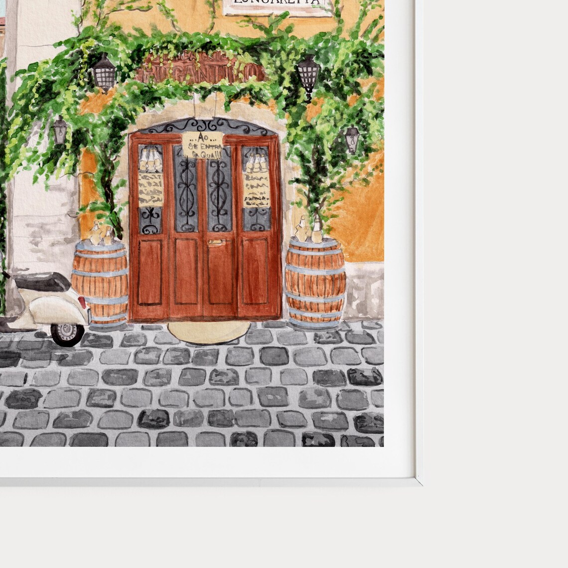 Trastevere Rome Vine-Covered Doorway And Vespa Street Scene Poster - Image 2