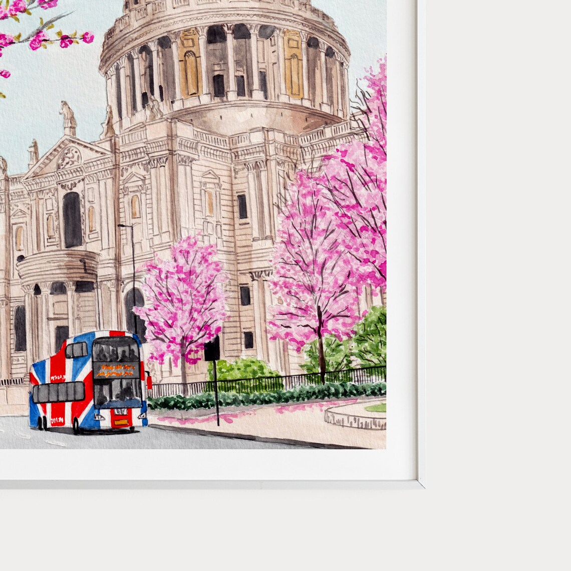 London Watercolor Print, St Paul's Cathedral Cityscape - Image 3