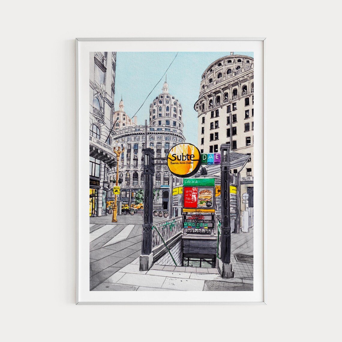 Buenos Aires Watercolor Travel Art Print, Argentina