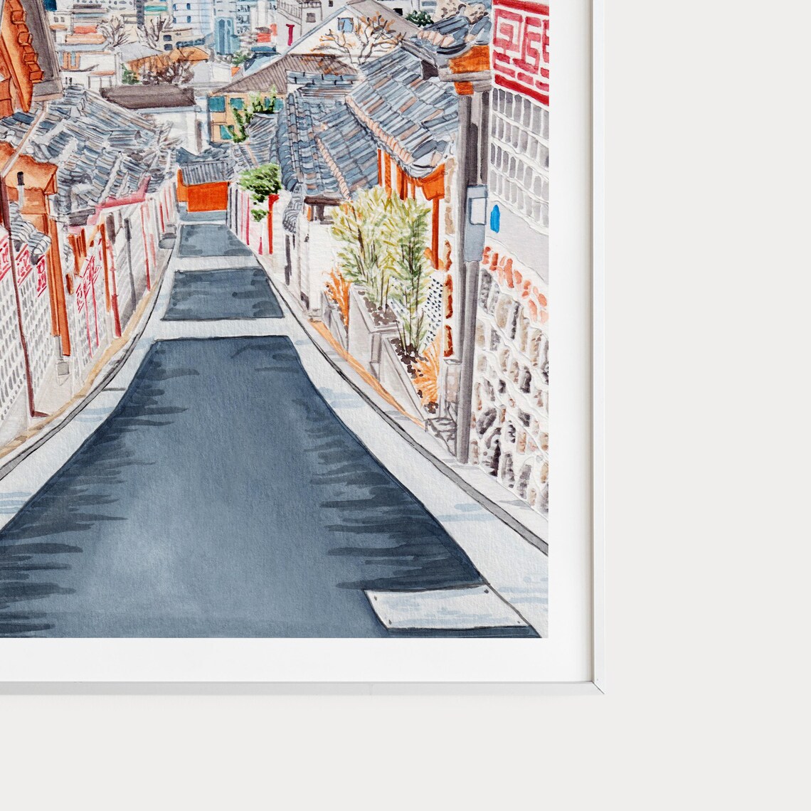Bukchon Hanok, South Korea Watercolor Travel Poster - Image 2