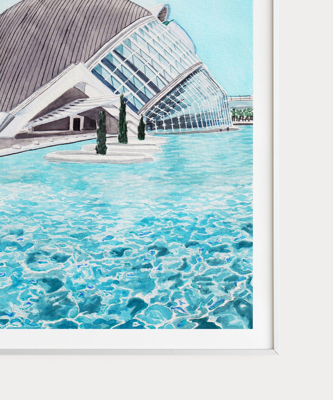 L'Hemisferic Valencia City of Arts and Sciences Watercolor Poster - Image 3