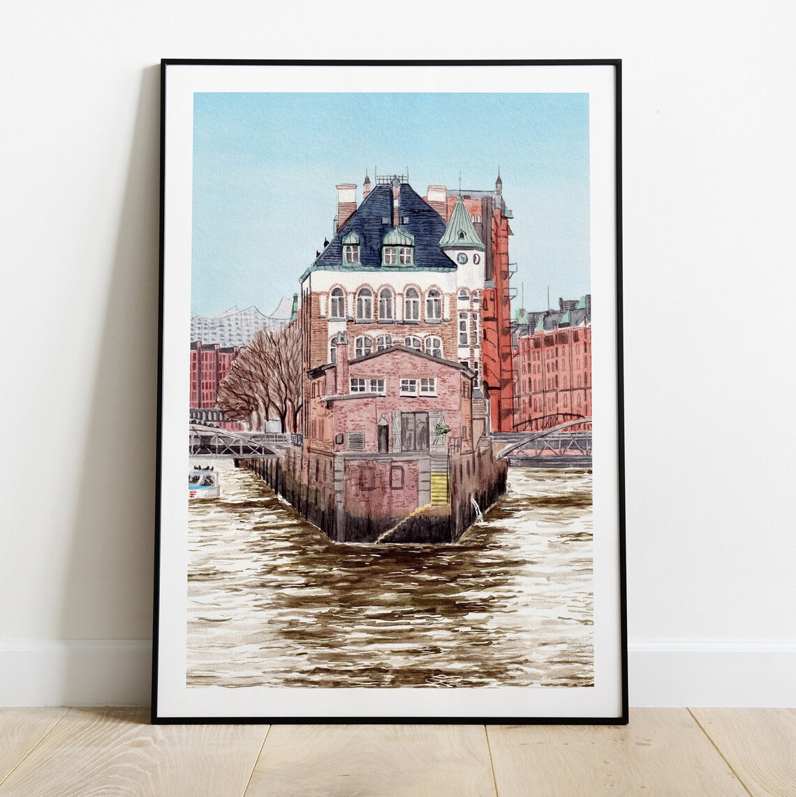 Hamburg Watercolor Travel Poster, Germany Cityscape - Image 2