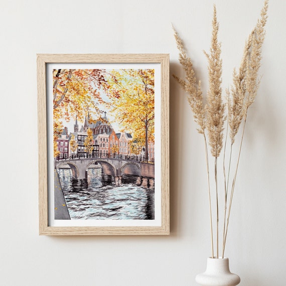 Amsterdam Travel Poster, Netherlands City Print