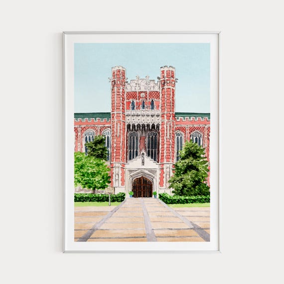 Oklahoma University Watercolor Cityscape Art Print