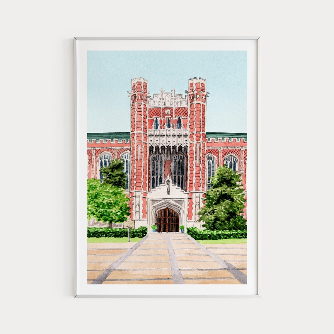 Oklahoma University Watercolor Cityscape Art Print