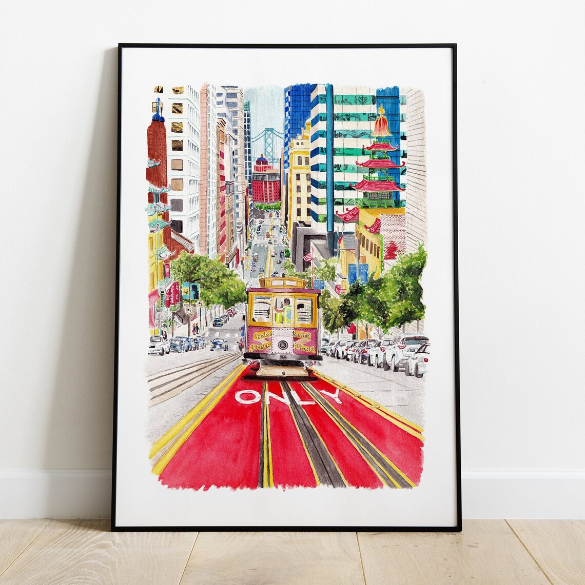 San Francisco Watercolor Cityscape Art Print - Image 2