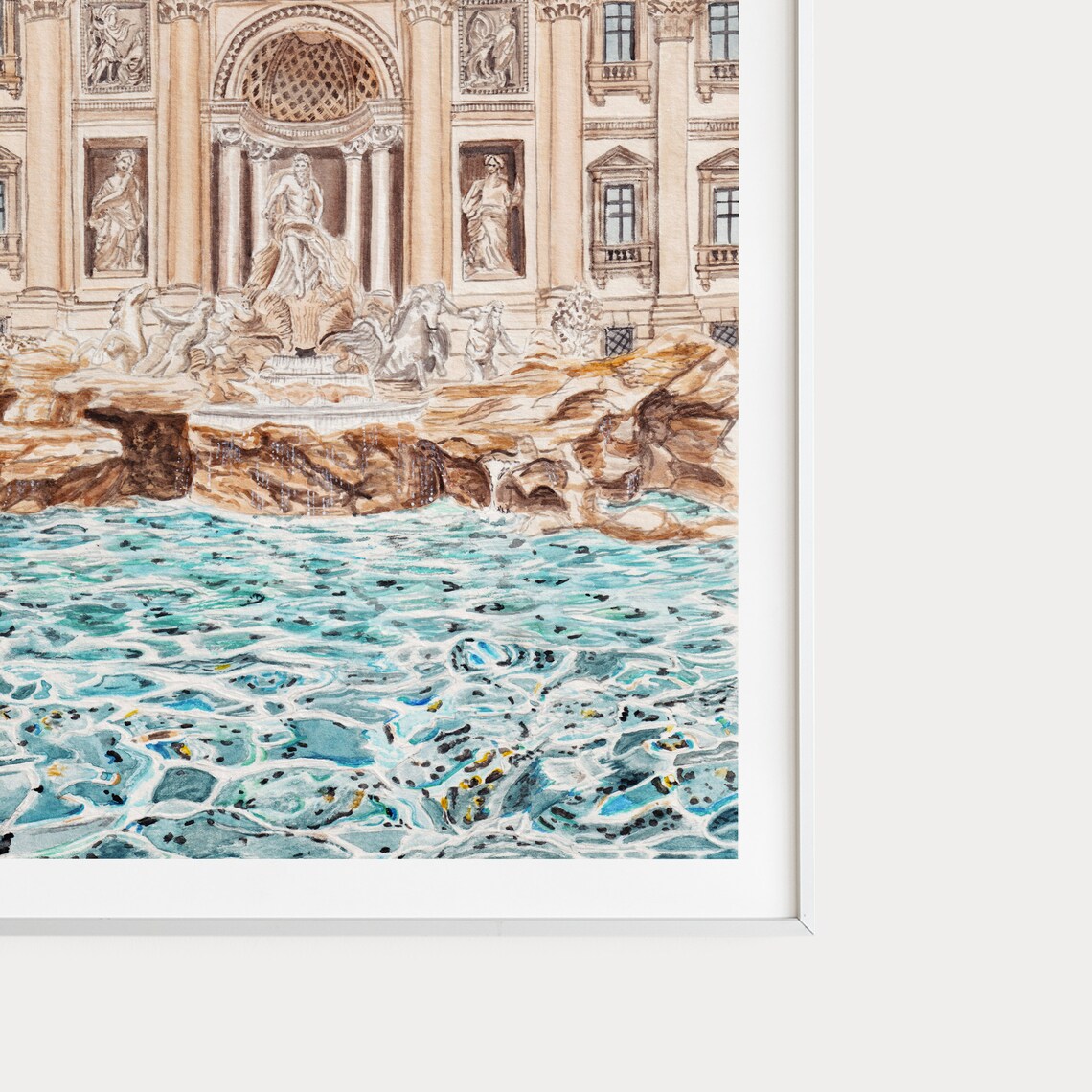 Fontana Di Trevi Rome Watercolor Art Print - Image 2