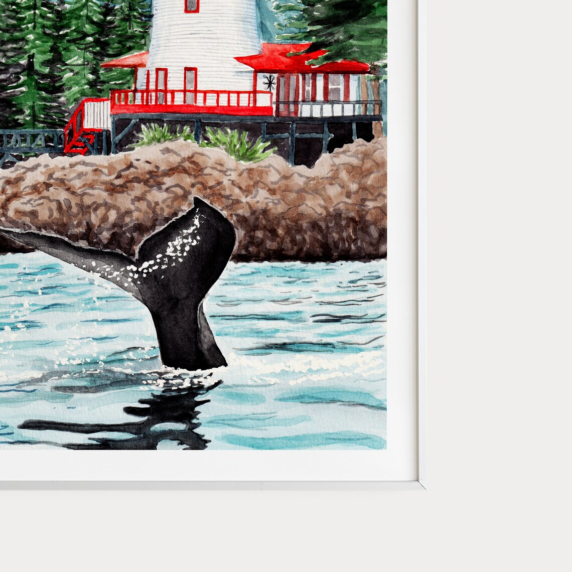 Sitka Watercolor Travel Poster, Alaska Cityscape - Image 2