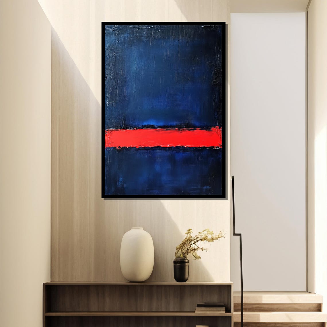 Mark Rothko Bold Red And Navy Abstract Art Print - Image 2