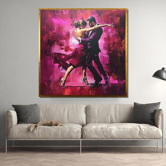 Tango Dance Passionate Couple, Romantic Ballroom Art Print