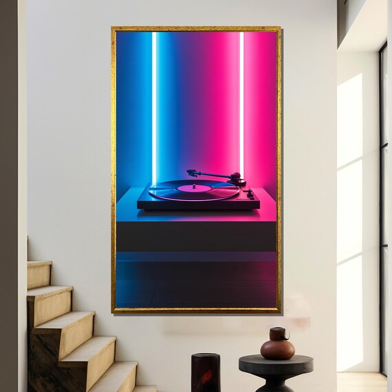 Minimalist Vinyl Record Player Art, Music Room Poster
