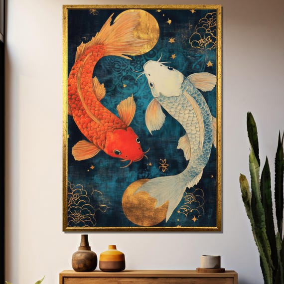 Koi Fish Pisces Zodiac Yin Yang Art Print