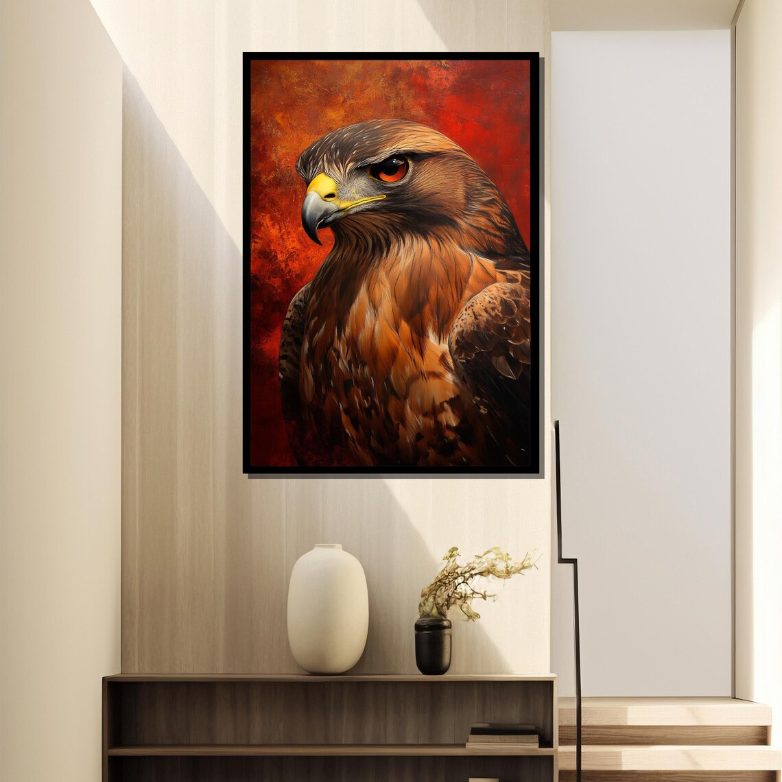 Majestic Hawk Portrait, Bold Wildlife Decor - Image 2