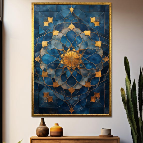 Islamic Geometric Wall Art, Arabesque Pattern Art Print
