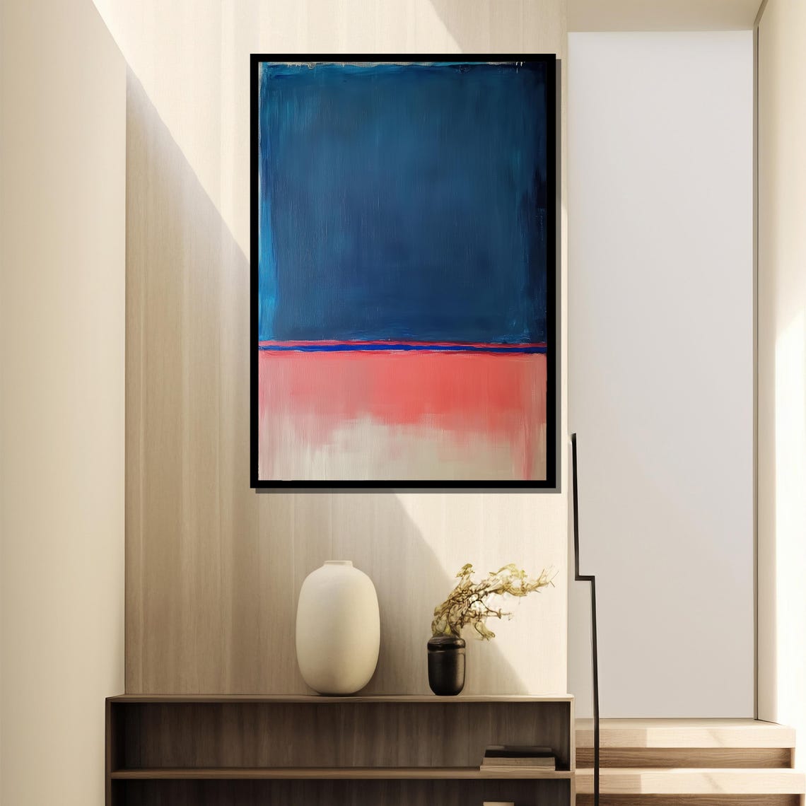 Mark Rothko Deep Blue And Pink Abstract Art - Image 2